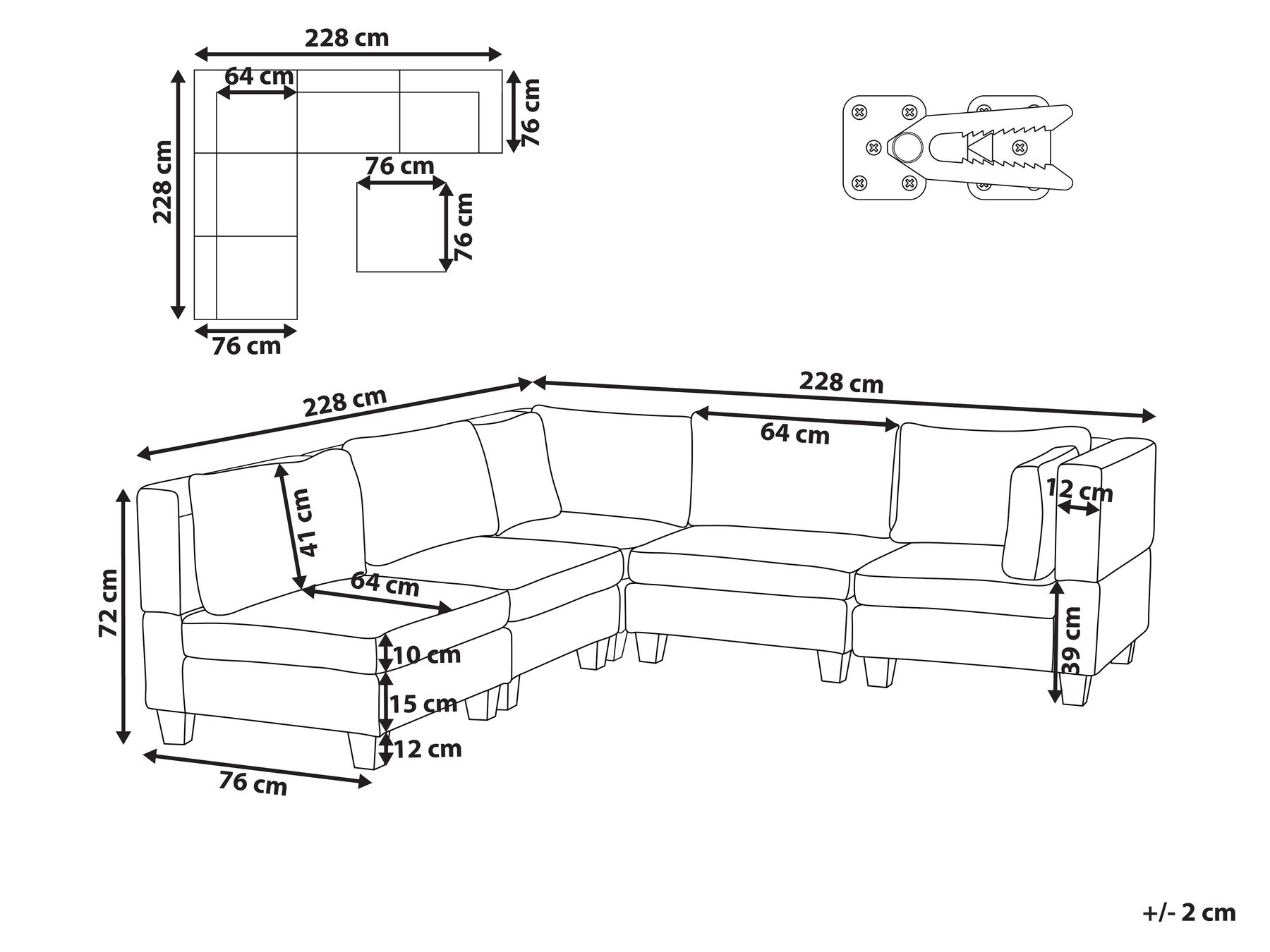 5 Seater Right Hand Modular Fabric Corner Sofa Blue UNSTAD_936490 5 Seater Right Hand Modular Fabric Corner Sofa Blue UNSTAD_936490