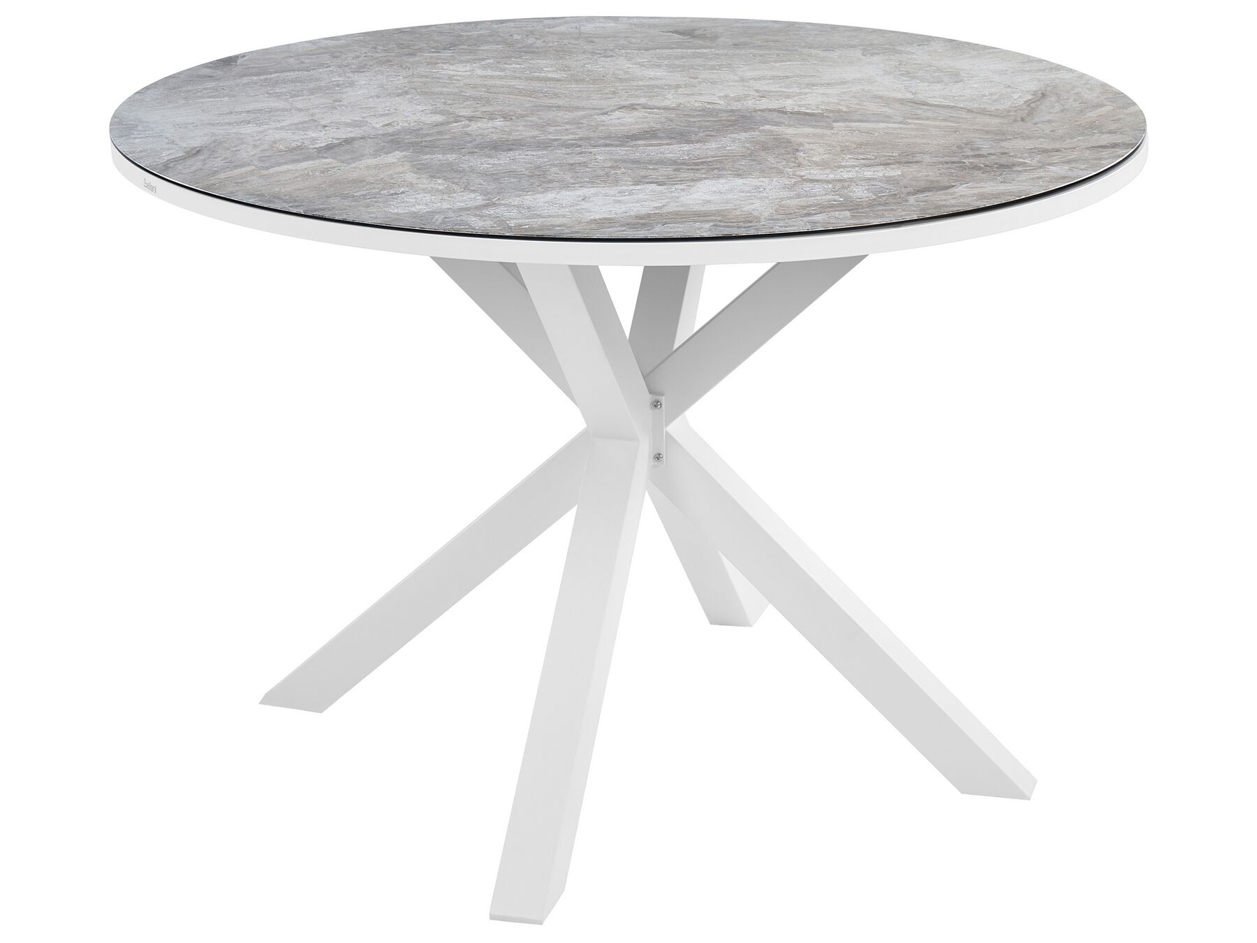 Round Garden Dining Table ⌀ 120 cm Marble Effect with White MALETTO_922941