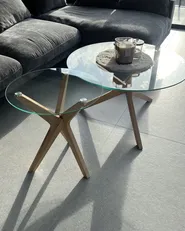 Coffee Table VALLEY Tempered Glass Light Brown_921479