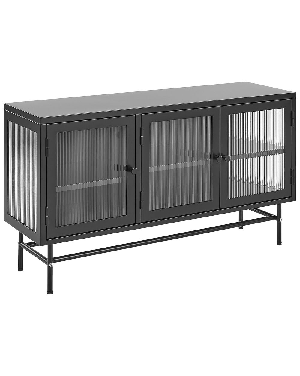 Prosklená komoda DEVON 115 cm Kov Černá