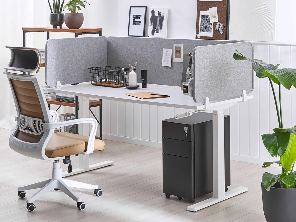 Desk Screen WALLY 72 x 40 cm Light Grey_800875