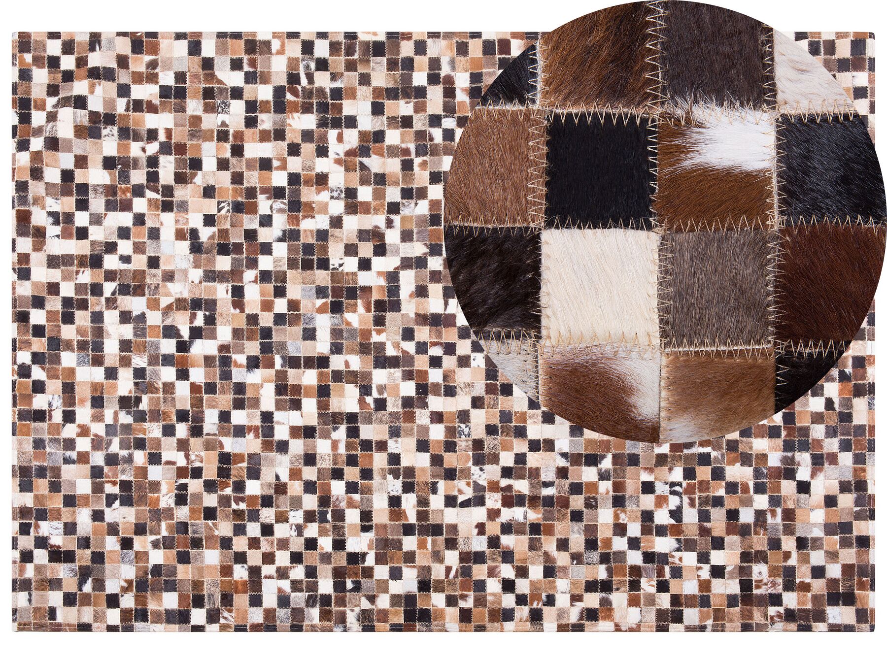 Hnědý patchwork kožený koberec 160x230 cm KONYA_680055
