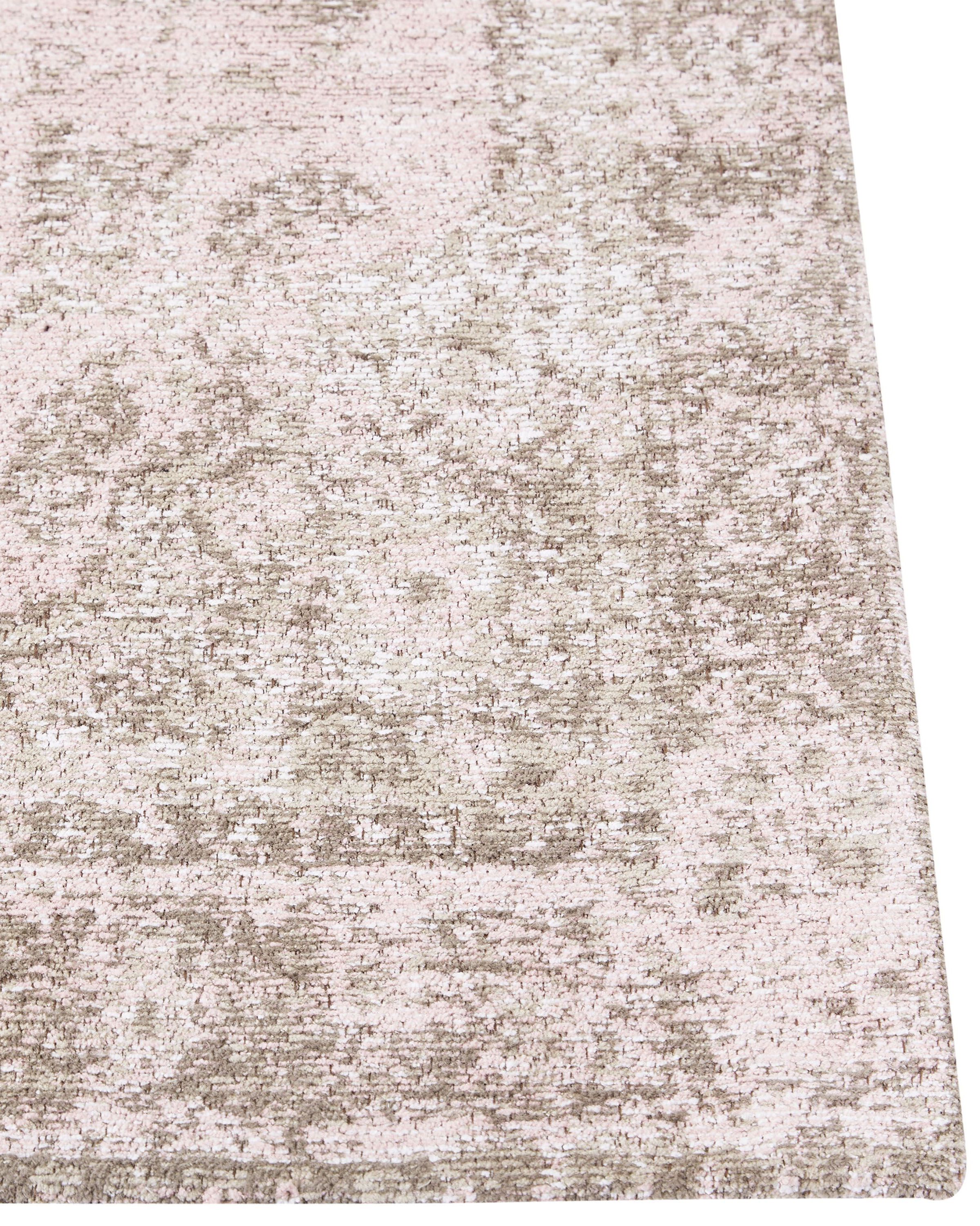 Teppich Baumwolle rosa 160 x 230 cm orientalisches Muster Kurzflor ...
