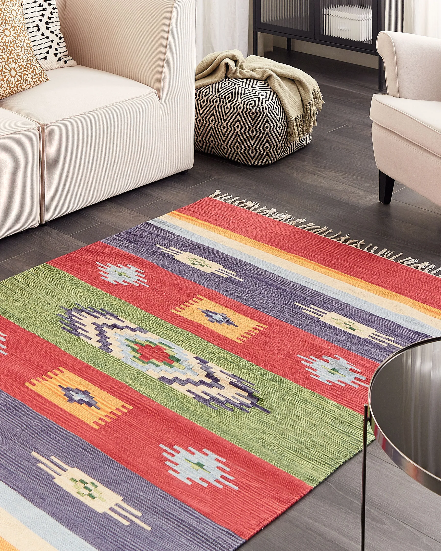 Tappeto KAMARIS Multicolore 140 x 200 cm Kilim Cotone_869960
