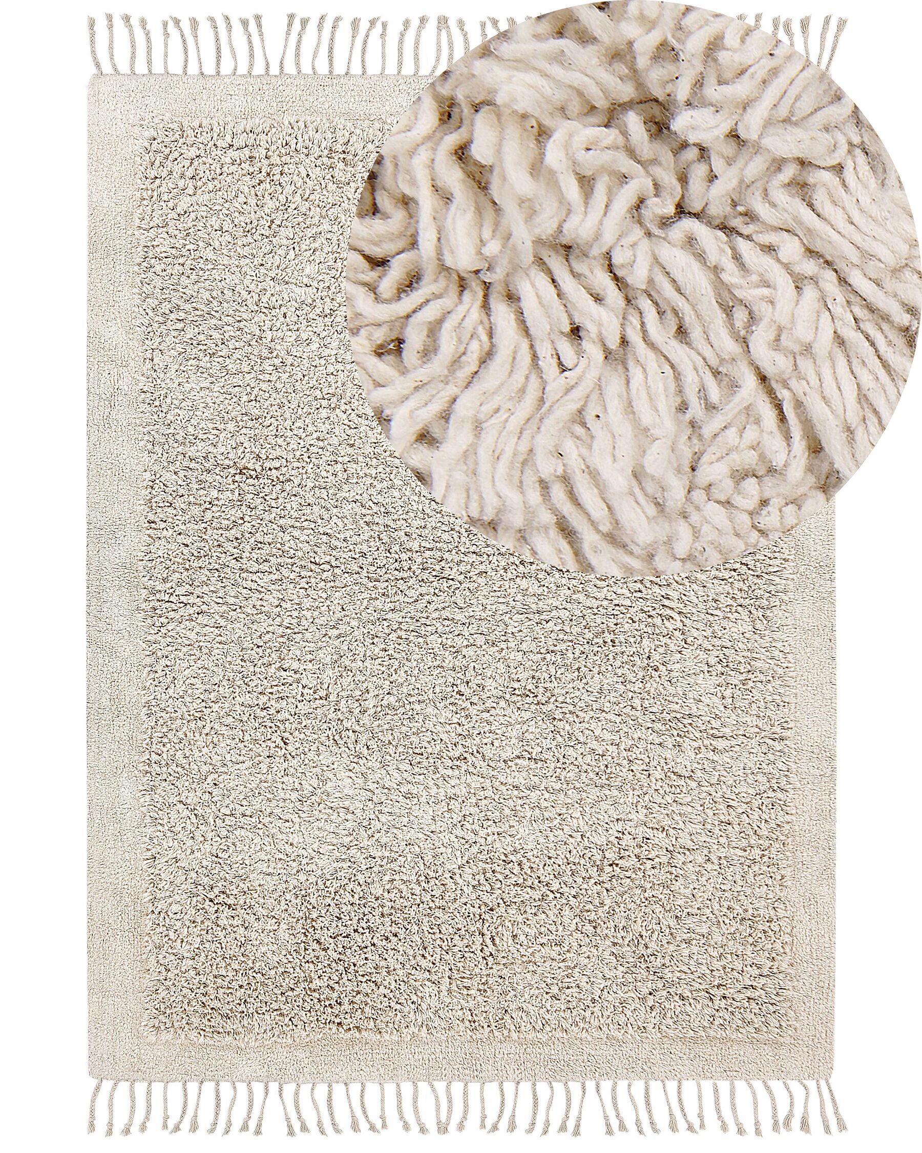 Dywan shaggy bawełniany 140 x 200 cm beżowy BITLIS_837649