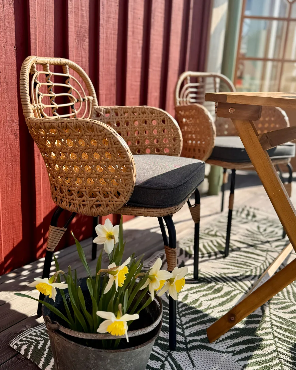 Set of 4 Garden Chairs with Cushions PRATELLO PE Rattan Natural_979709