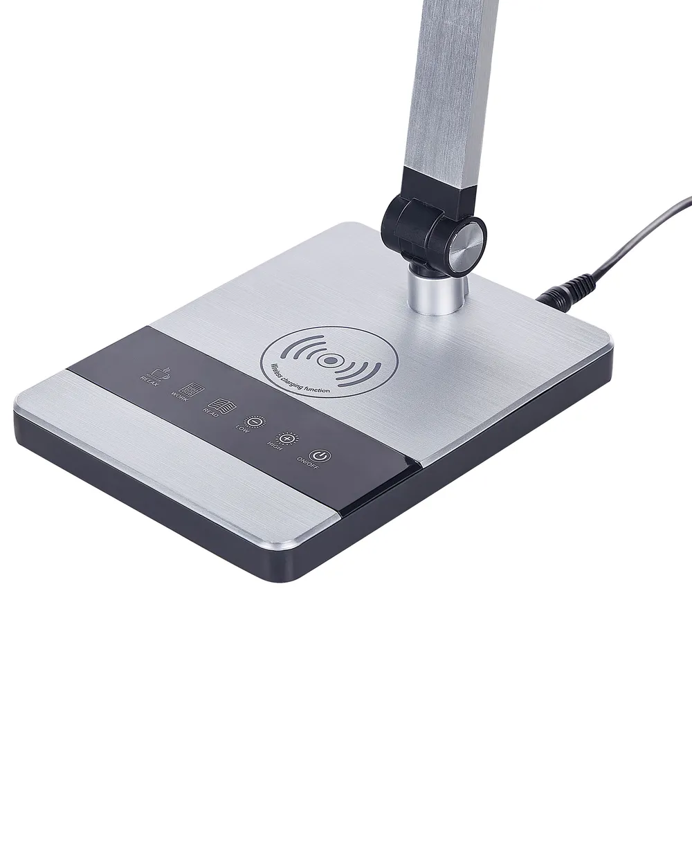 Lampada da scrivania a LED LACERTA con Caricatore wireless Metallo Argento_855166