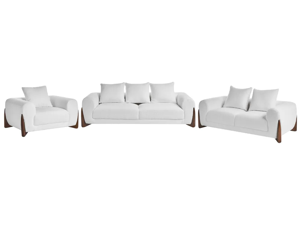 Set da salotto 6 posti VINLIDEN Bouclé Bianco_1048390