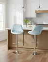 Set of 2 Bar Stools LUCCA Swivel Fabric Light Blue