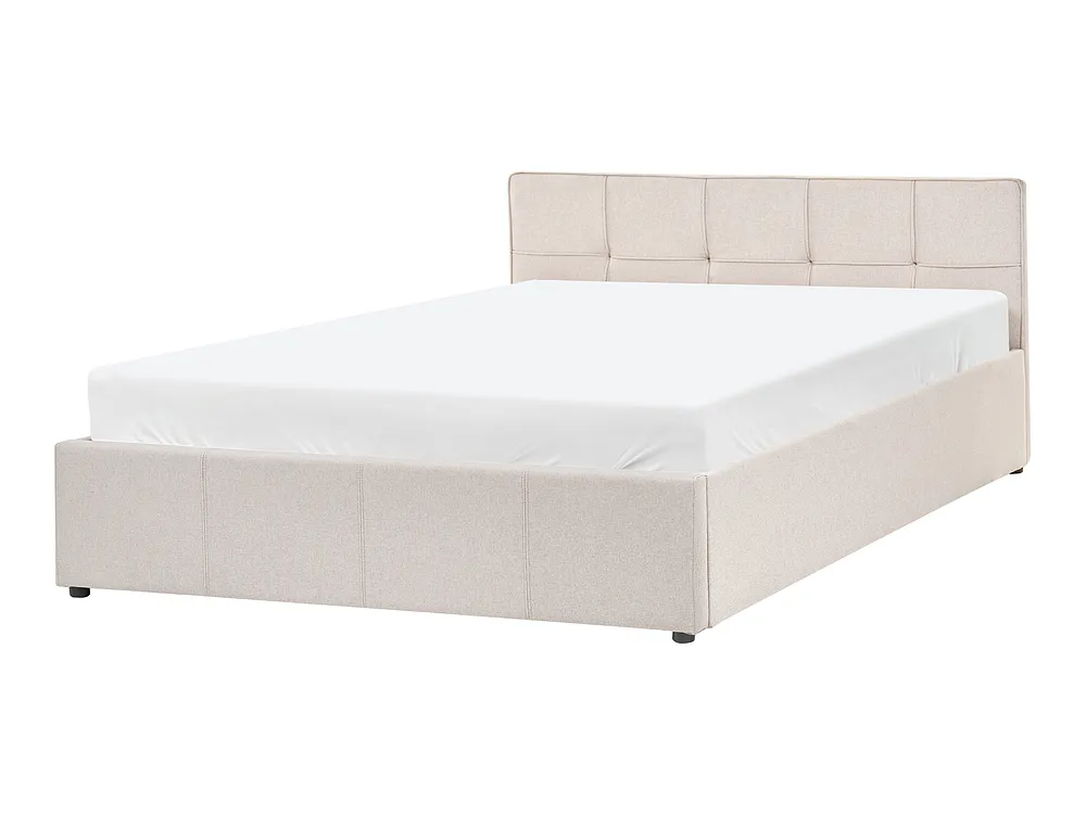 Sommier com arrumação LAURESSES Tecido Creme claro 120 x 200 cm_1150424