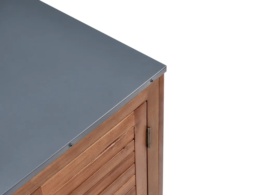 Outdoor Kitchen Cabinet with Sink BRUCOLI Brown/ Black Acacia Wood_1001082