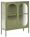 Glass Display Sideboard SARRE 90 cm Metal Green