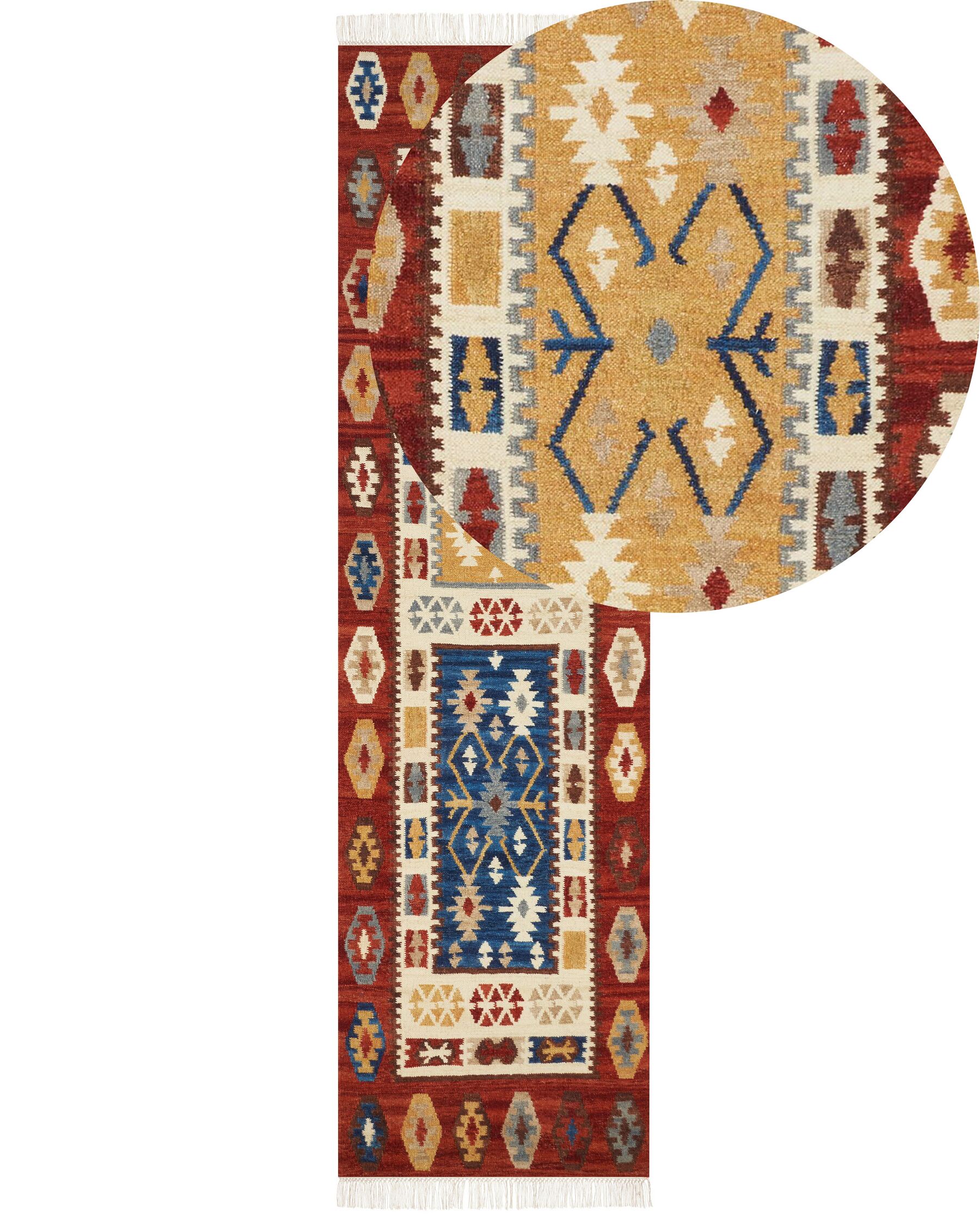 Tappeto kilim lana multicolore 80 x 300 cm VOSKEHAT_858471