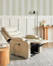 Electric Recliner Chair ETER Faux Leather Beige_1003012