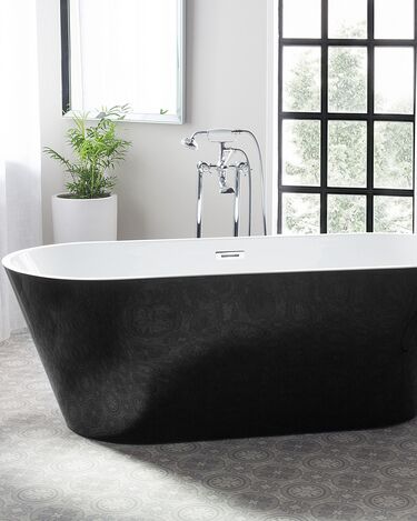 Badekar ovalformet frittstående svart/hvit 170 x 70 cm CABRITOS