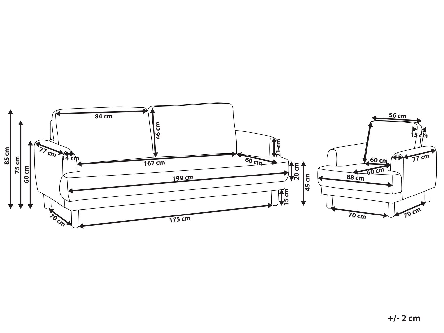 Living Room Set 4 Seater TUVE Fabric Off-White_911611