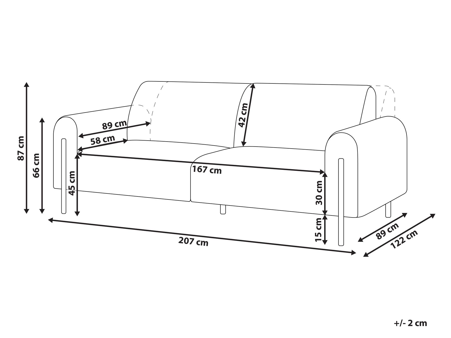 3 Seater Corduroy Sofa White ASKIM_918406