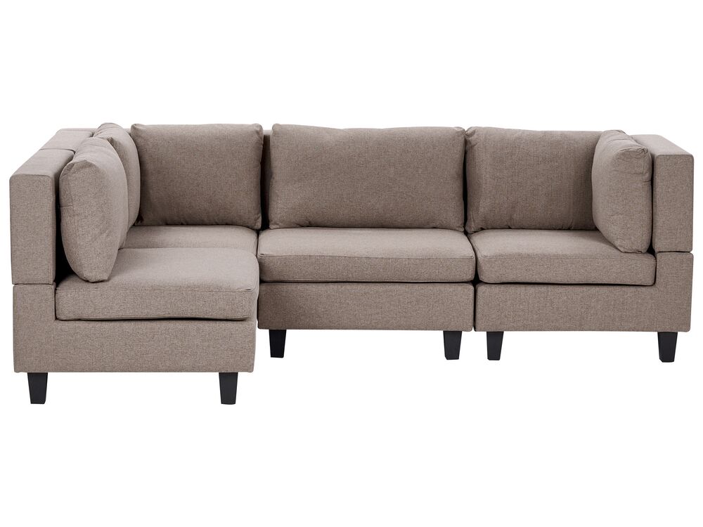 Modular Corner Sofa 4 Seater UNSTAD Fabric Brown Right Hand
