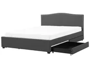 Bed with Storage Drawers MONTPELLIER Fabric Dark Grey 180 x 200 cm (EU Super King)_709699