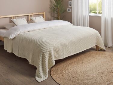 Cotton Bedspread 220 x 240 cm Light Beige CHAGYL