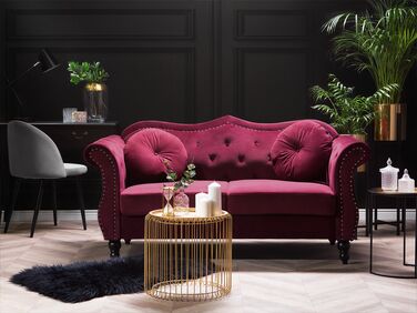 2 Seater Velvet Sofa Burgundy SKIEN