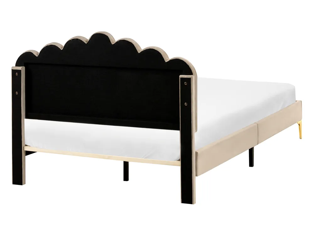 Bed Velvet SAUVIAN 120 x 200 cm (EU Small Double) Taupe_1014494