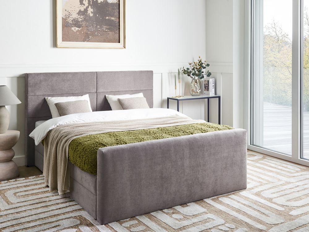 Divan Bed with Storage ARISTOCRAT Fabric Taupe 160 x 200 cm (EU King Size)