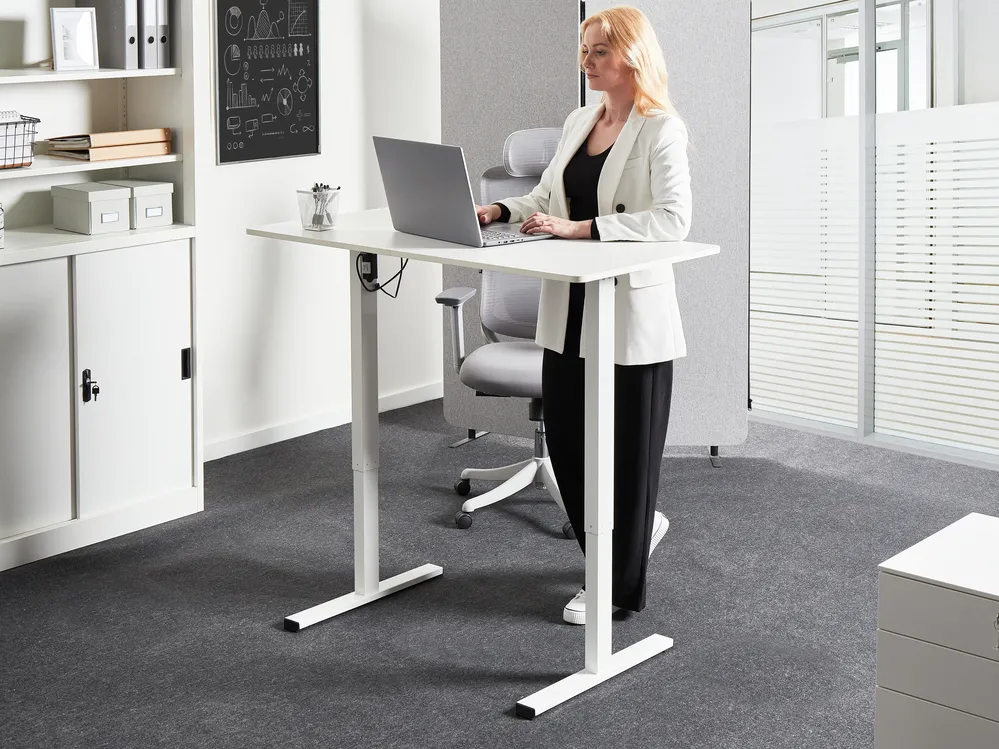 Biurko regulowane elektrycznie TAVARES 120 cm 60 cm Biały_975818