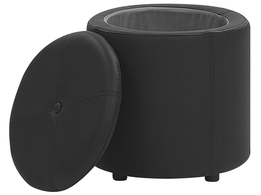 Storage Pouffe MARYLAND Faux Leather Black_765355