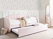 Trundle Bed Velvet EYBURIE 90 x 200 cm (EU Single) Pastel Pink_844362