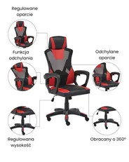 Krzesło biurowe IGNIS Ekoskóra Czerwony_1074144
