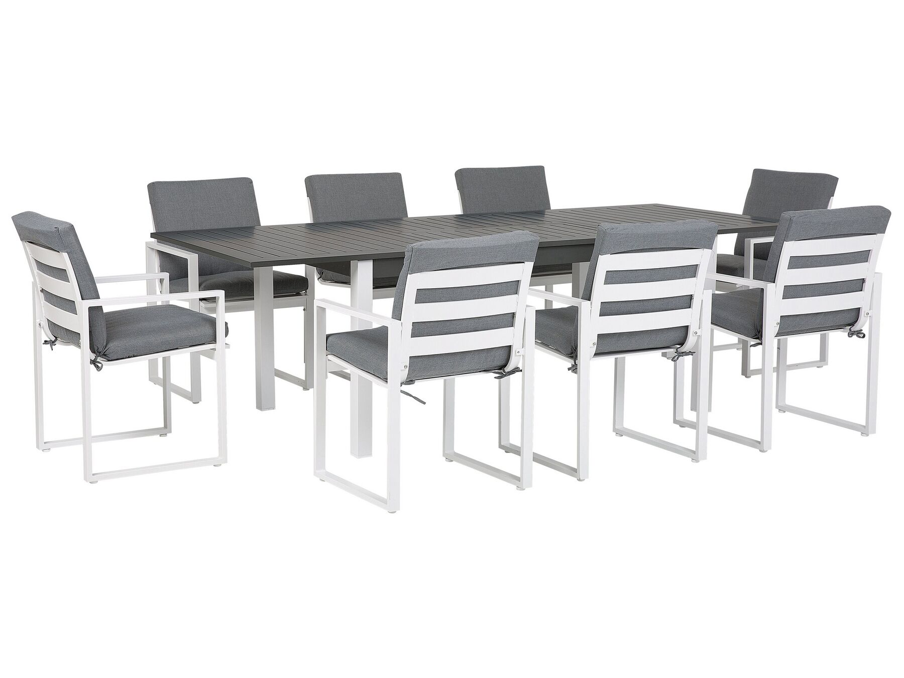 Ensemble table et 8 chaises gris PANCOLE_739296