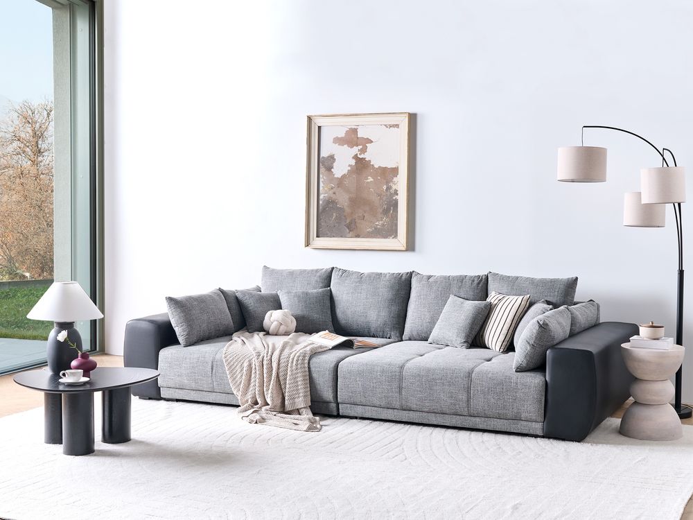 Divano 4 posti in velluto a coste grigio antracite Cardiff | Maisons du Monde