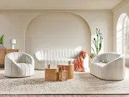 Living Room Set 6 Seater MALUNG Velvet Off-White_884024