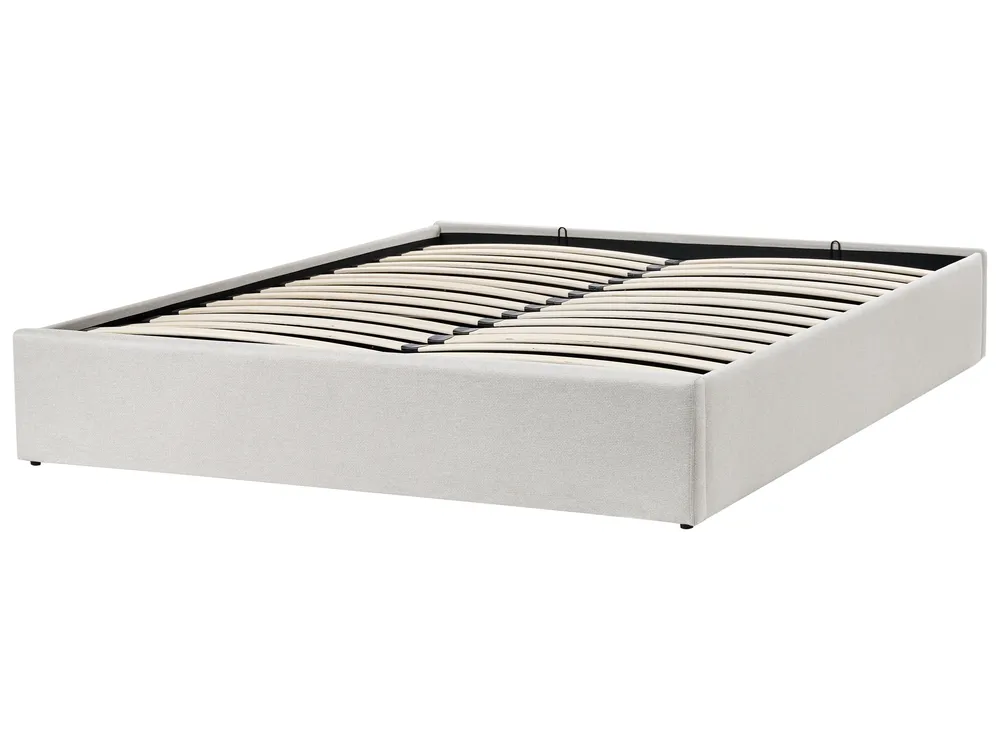 Ottoman Bed without Headboard DINAN Fabric Light Beige 160 x 200 cm (EU King Size)_903638