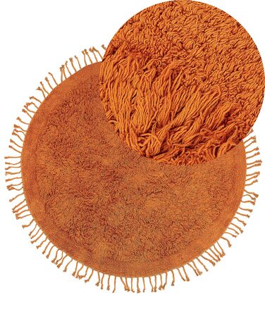 Teppich Baumwolle orange ⌀ 140 cm Fransen Shaggy BITLIS
