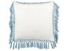 Coussin en coton à motif floral blanc et bleu 45 x 45 cm PALLIDA_839142