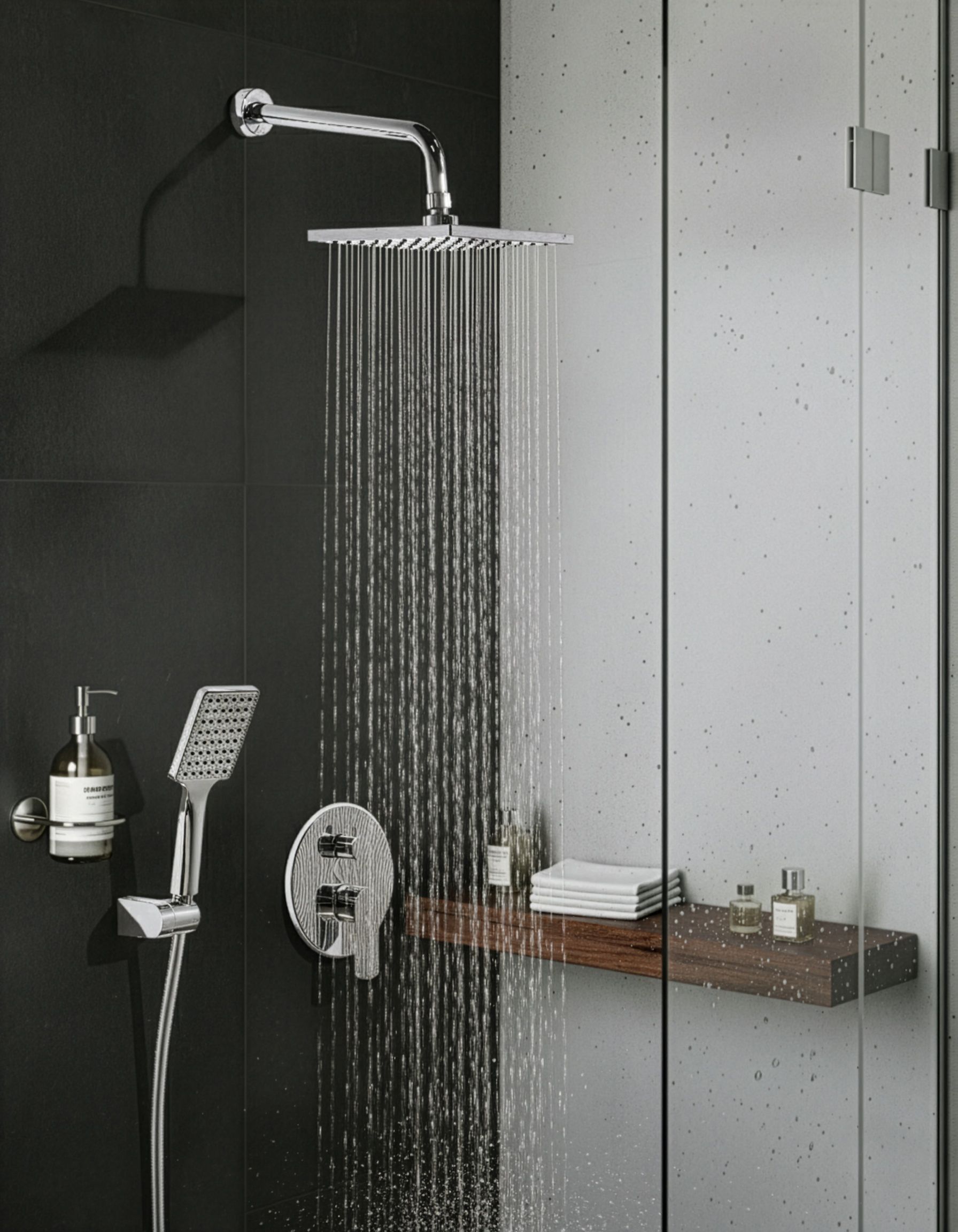 Zestaw prysznicowy podtynkowy z deszczownicą srebrny GUARATUBA_1000745