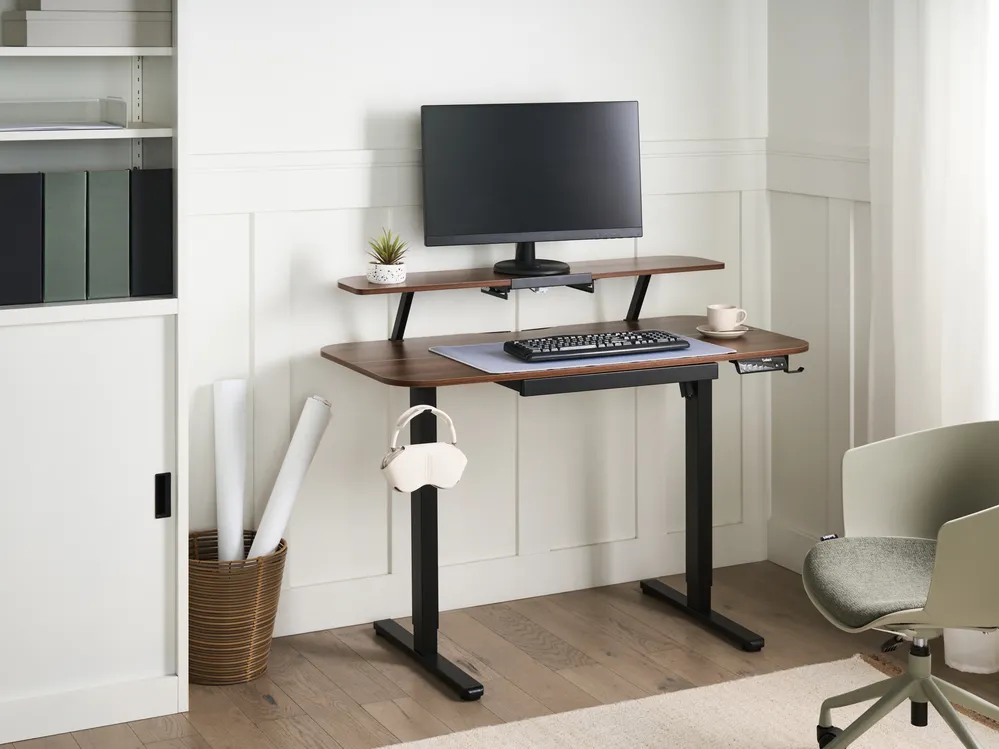 Elektriskt höj- och sänkbart skrivbord WILBANKS Brun/ Svart 120 cm 60 cm med USB-port