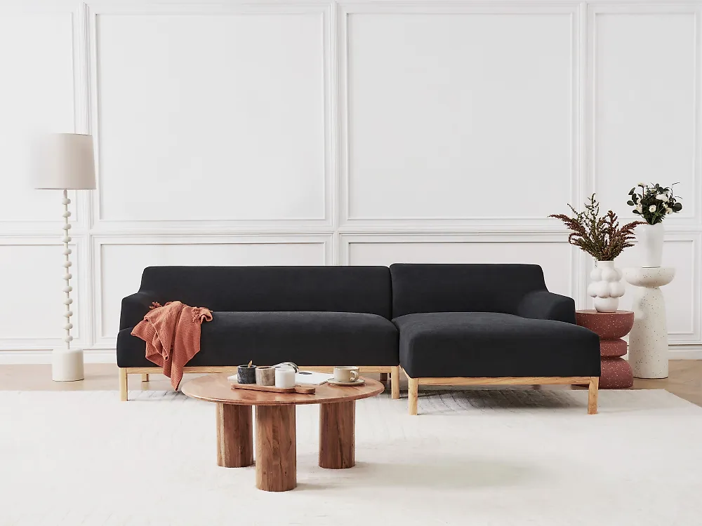Corner Sofa SOSJO Fabric Black Left Hand_1183953