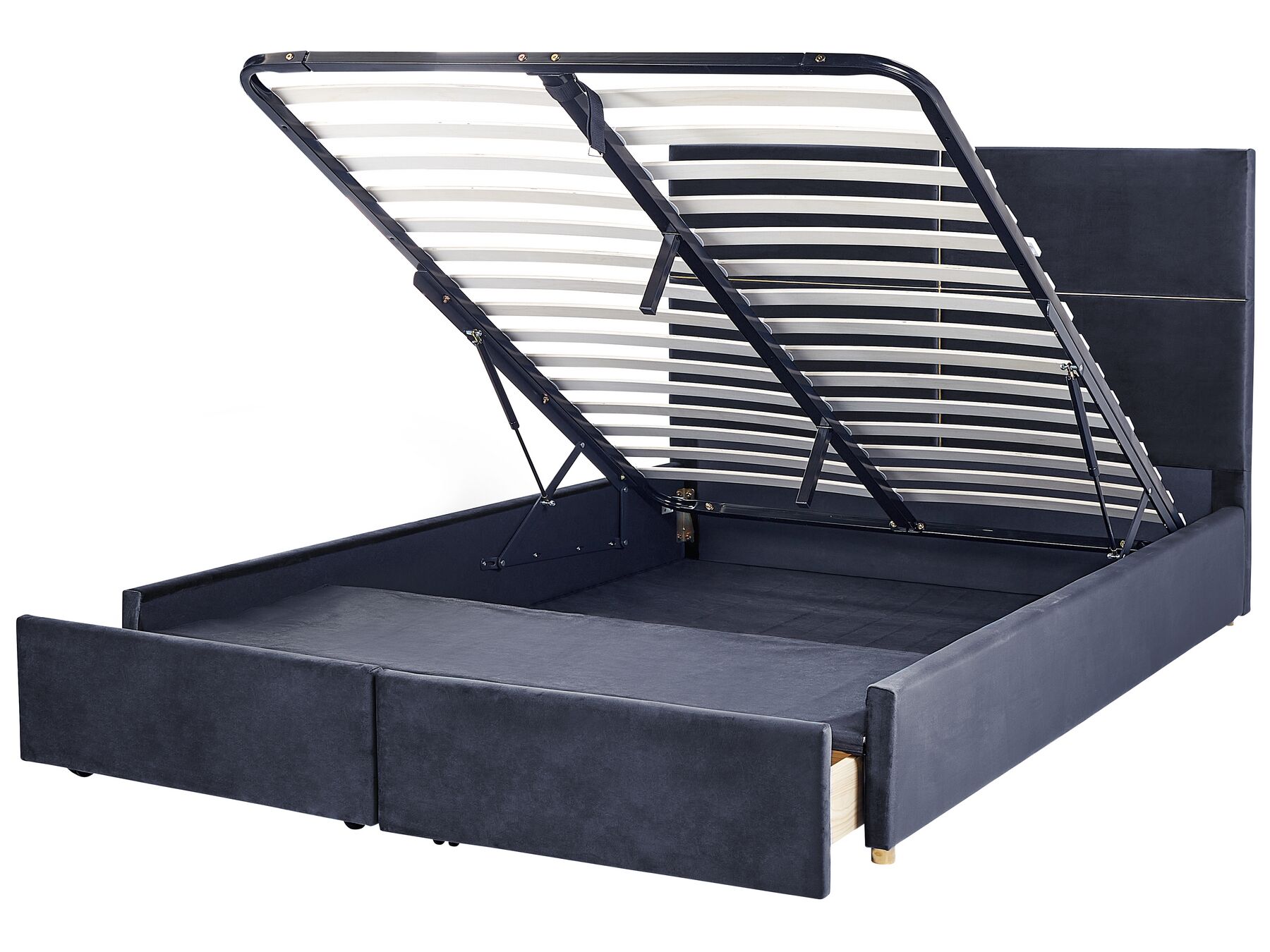 Zamatová posteľ s úložným priestorom 180 x 200 cm čierna VERNOYES_861460