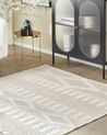 Teppich Wolle helles Beige 140 x 200 cm geometrisches Muster Kurzflor LAPSEKI_830789