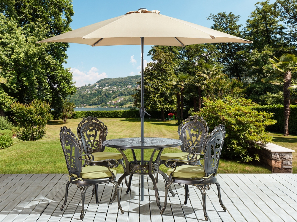 Patio dining set with parasol sale
