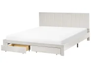 Bed with Storage Drawers LONZAC Velvet Off-White 180 x 200 cm (EU Super King)_1014798