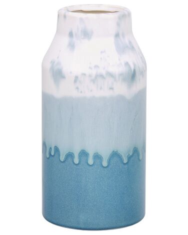 Bloemenvaas wit/blauw steengoed 26 cm CHAMAIZI  