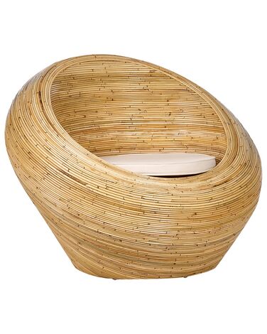 Gartensessel Rattan naturfarben Auflage beige MAIORI