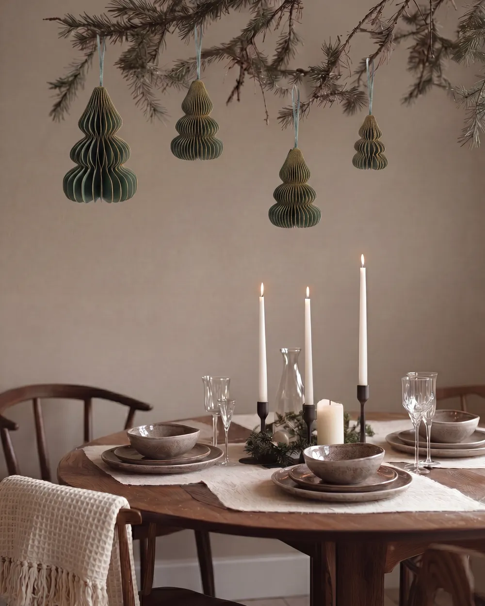 Set of 19 Christmas Tree Ornaments ORKLA Paper Green_1084914