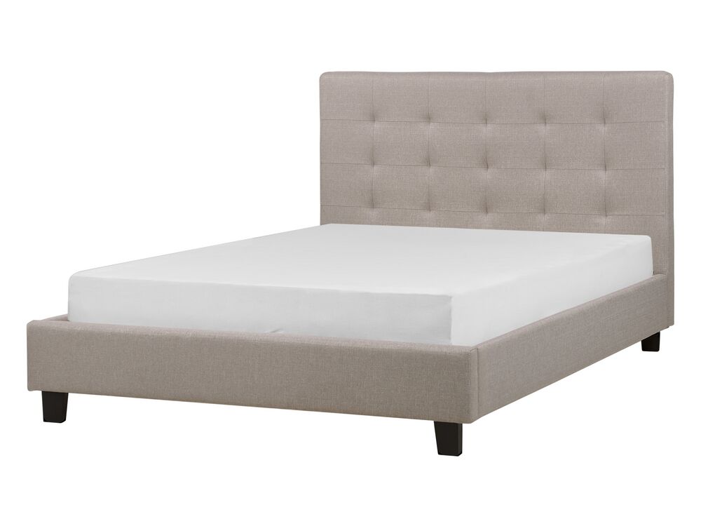 Lit avec sommier Tissu LA ROCHELLE 140 x 200 cm Gris clair