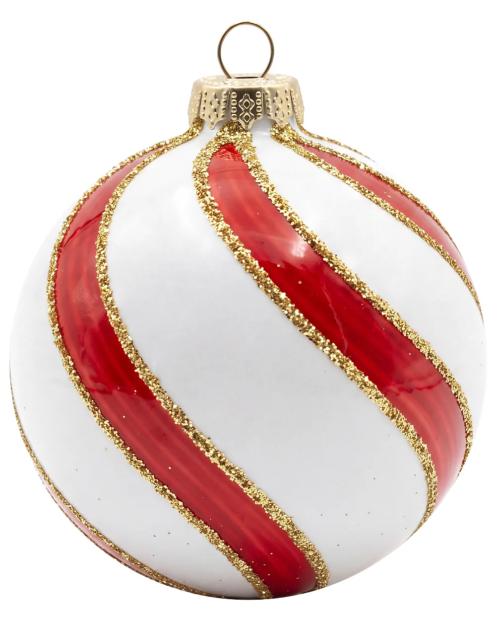 Set of 12 Baubles NORTHGLOW Glass Red/White_1192120