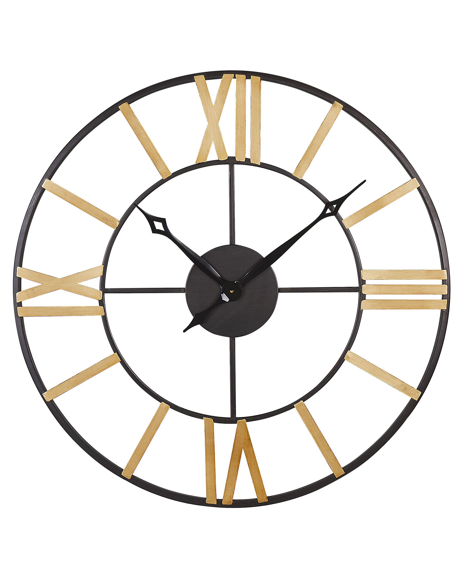 Iron Skeleton Wall Clock ø 80 cm Black and Gold VALSOT_822169